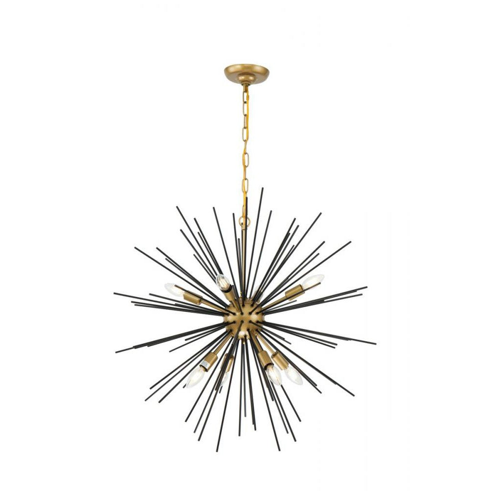 Elegant Lighting TIMBER LD5038D30BK Pendant Industrial - Brass And Black