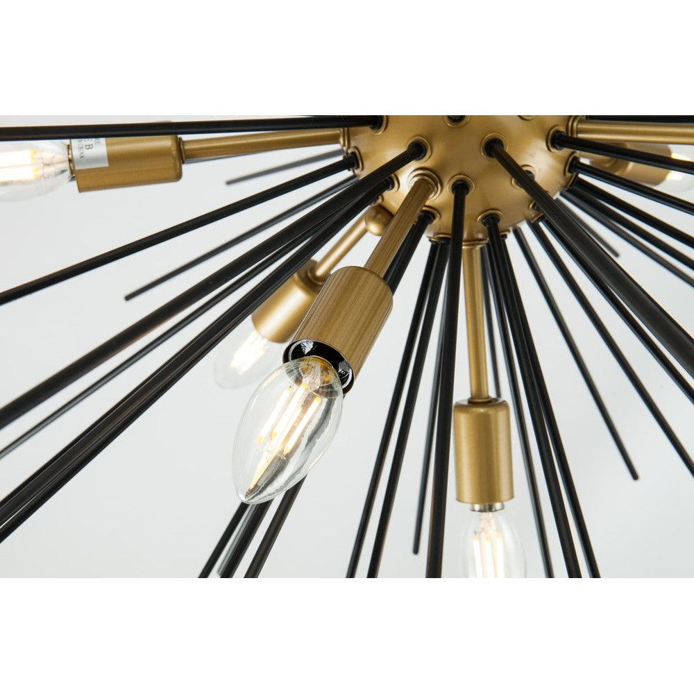 Elegant Lighting TIMBER LD5038D30BK Pendant Industrial - Brass And Black