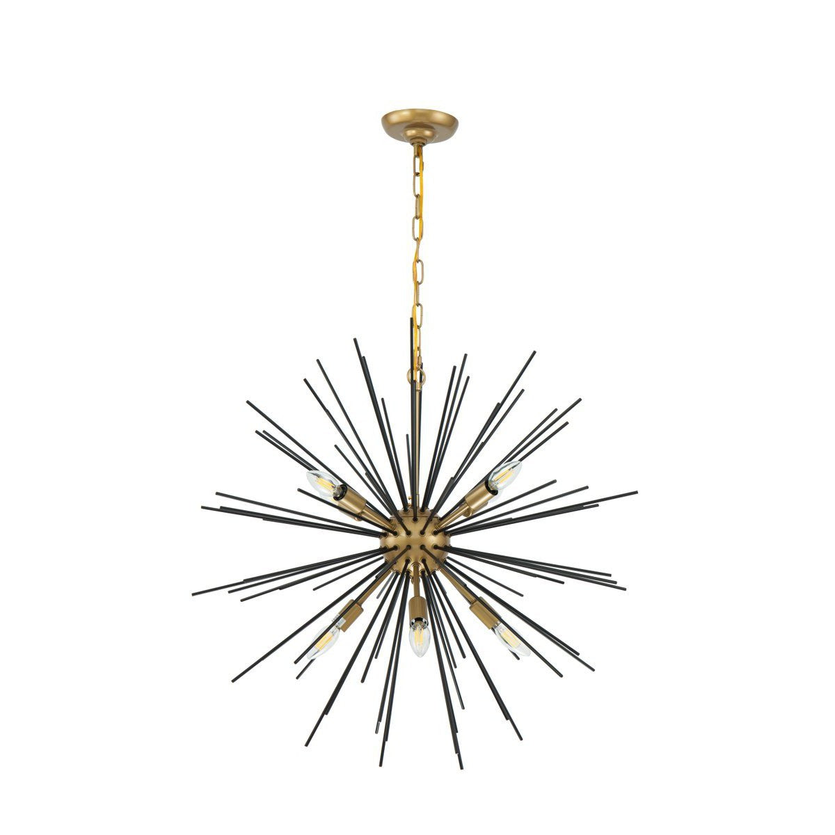 Elegant Lighting TIMBER LD5038D30BK Pendant Industrial - Brass And Black