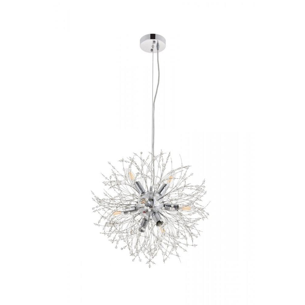 Elegant Lighting FLORES LD5052D20C Pendant Mid Century Modern - Chrome And Clear