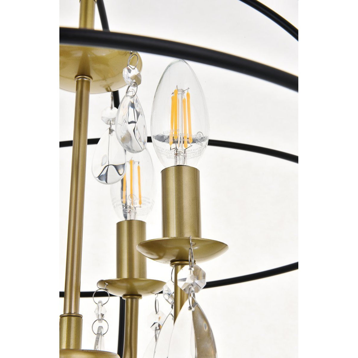 Elegant Lighting WALLACE LD5055D16BRB Pendant Mid Century Modern - Matte Black And Brass And Clear