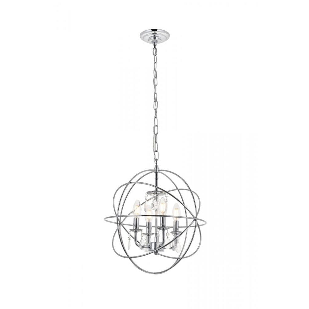 Elegant Lighting WALLACE LD5055D16C Pendant Mid Century Modern - Chrome And Clear