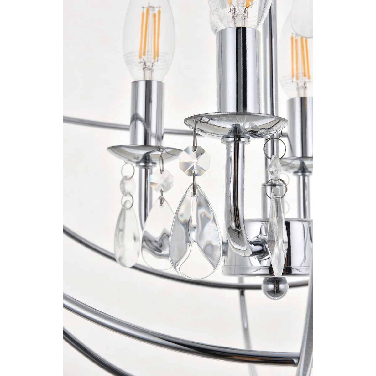 Elegant Lighting WALLACE LD5055D16C Pendant Mid Century Modern - Chrome And Clear