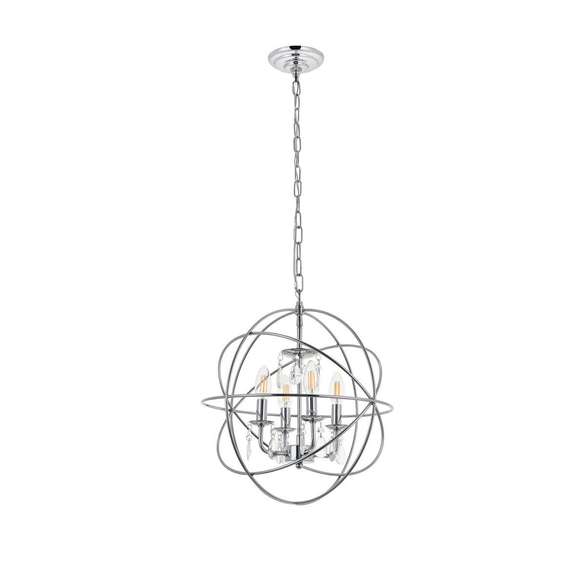 Elegant Lighting WALLACE LD5055D16C Pendant Mid Century Modern - Chrome And Clear