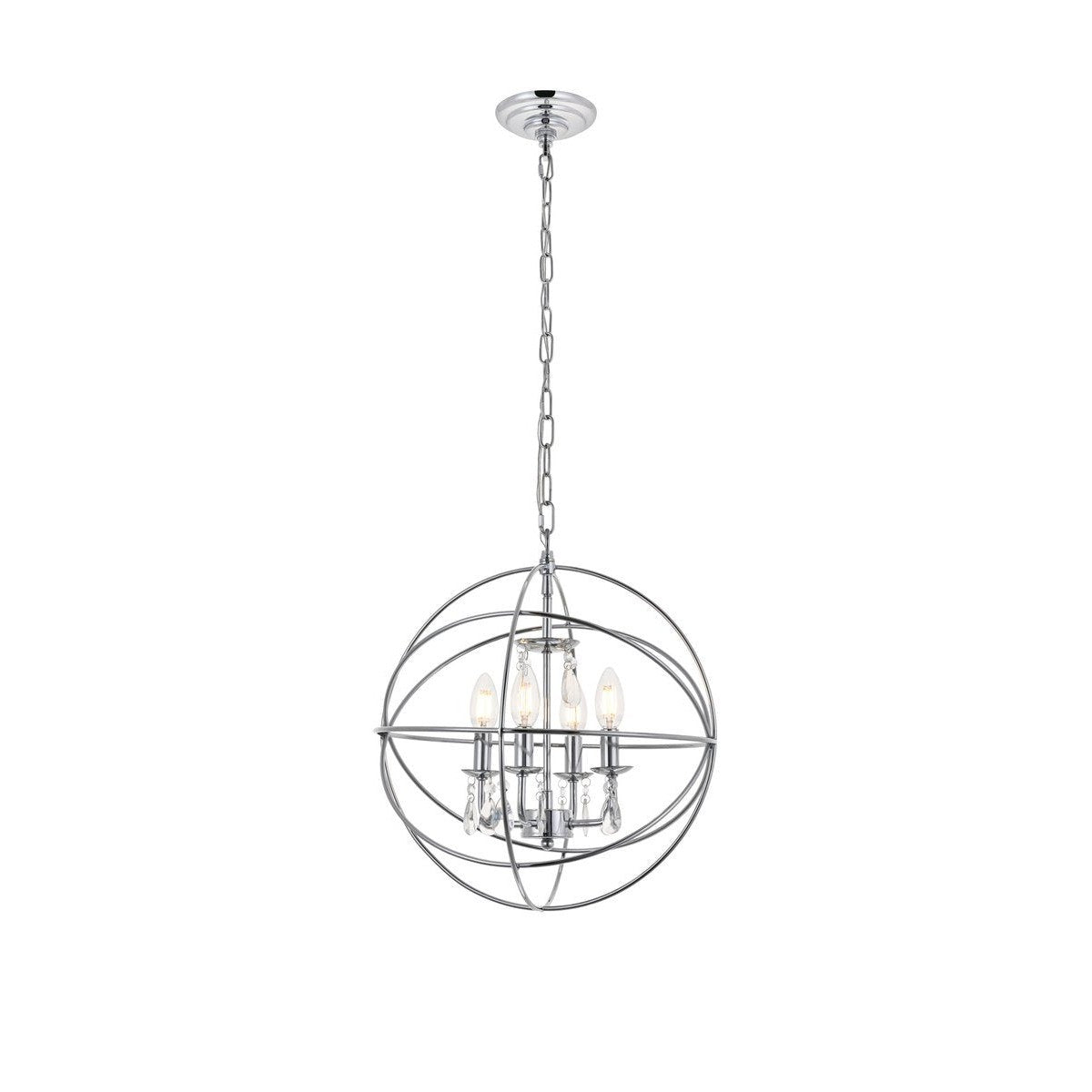 Elegant Lighting WALLACE LD5055D16C Pendant Mid Century Modern - Chrome And Clear