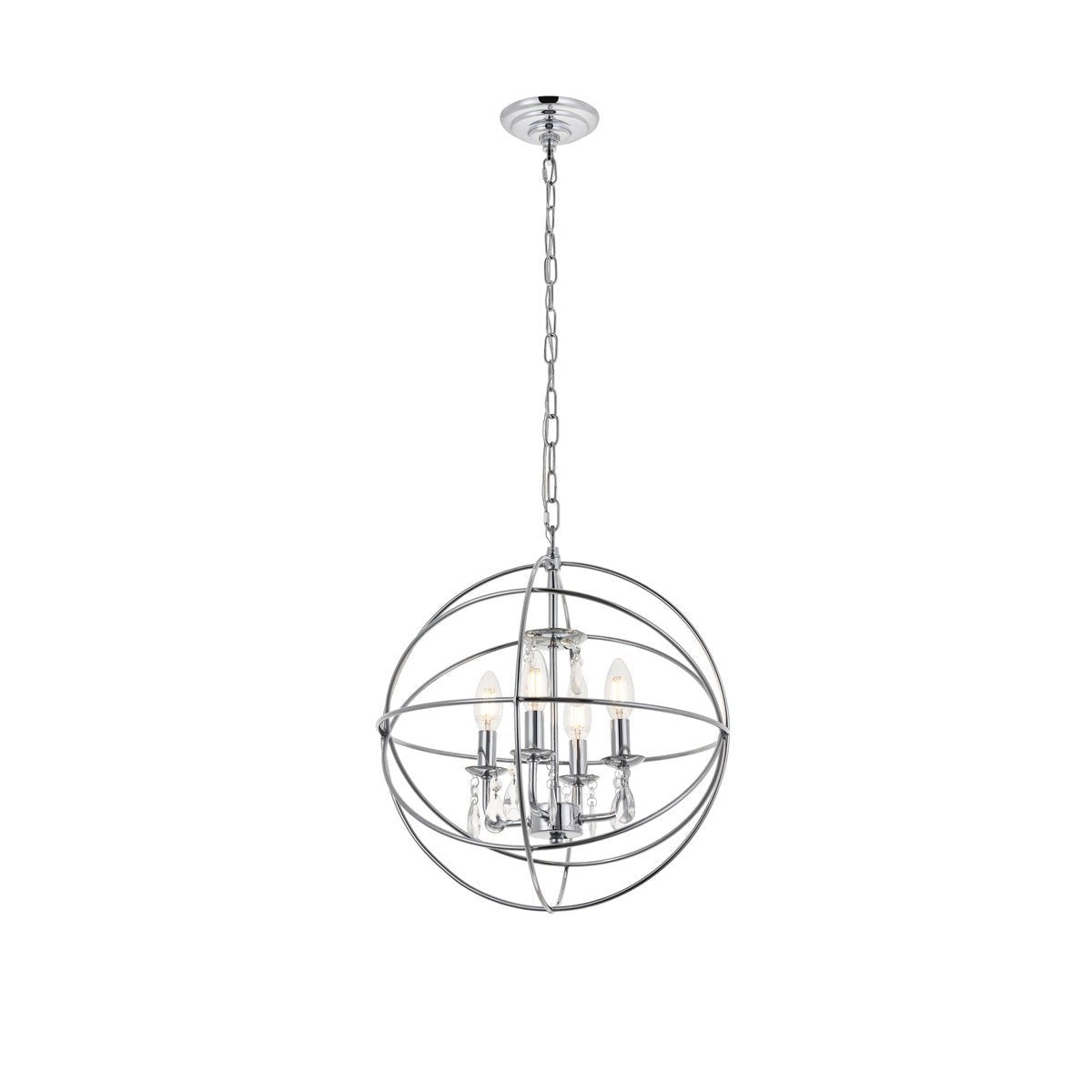 Elegant Lighting WALLACE LD5055D16C Pendant Mid Century Modern - Chrome And Clear