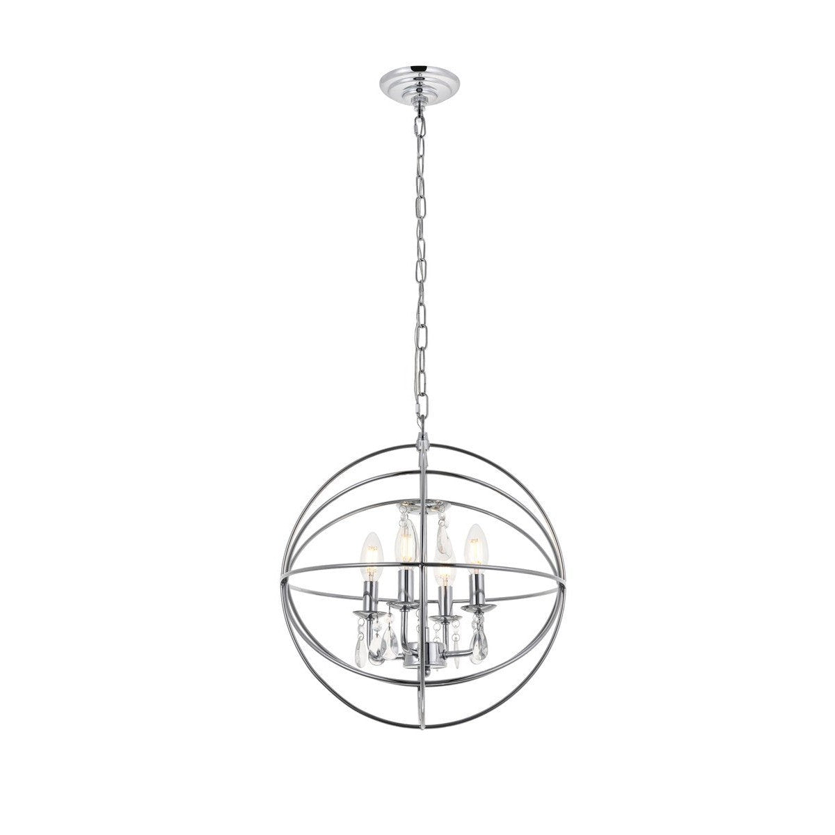 Elegant Lighting WALLACE LD5055D16C Pendant Mid Century Modern - Chrome And Clear