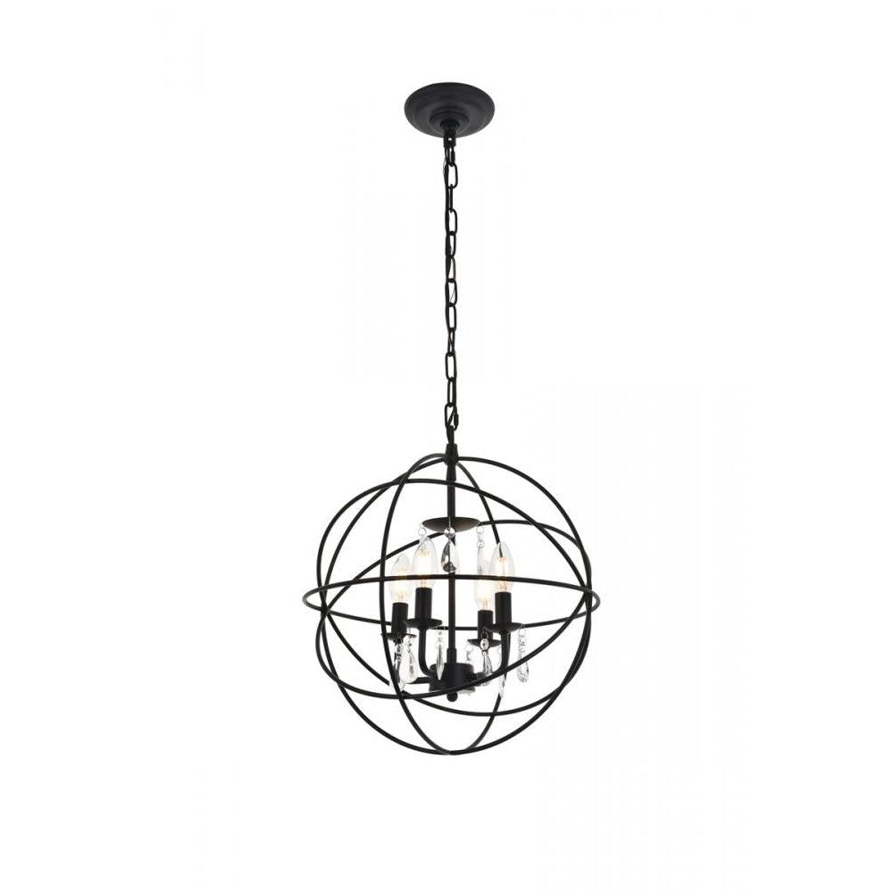 Elegant Lighting WALLACE LD5055D16MB Pendant Mid Century Modern - Matte Black And Clear