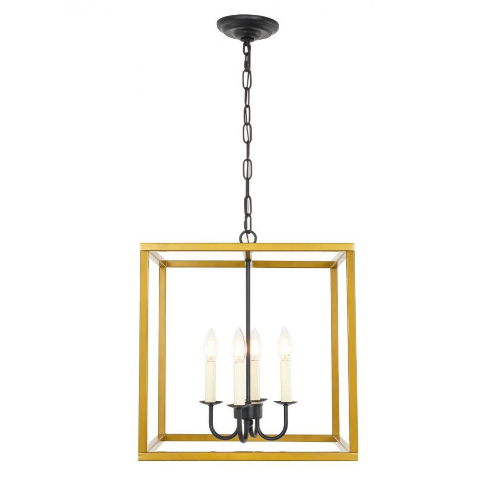 Elegant Lighting ECLIPSE LD6105D16BRBK Pendant Industrial - Brass And Black