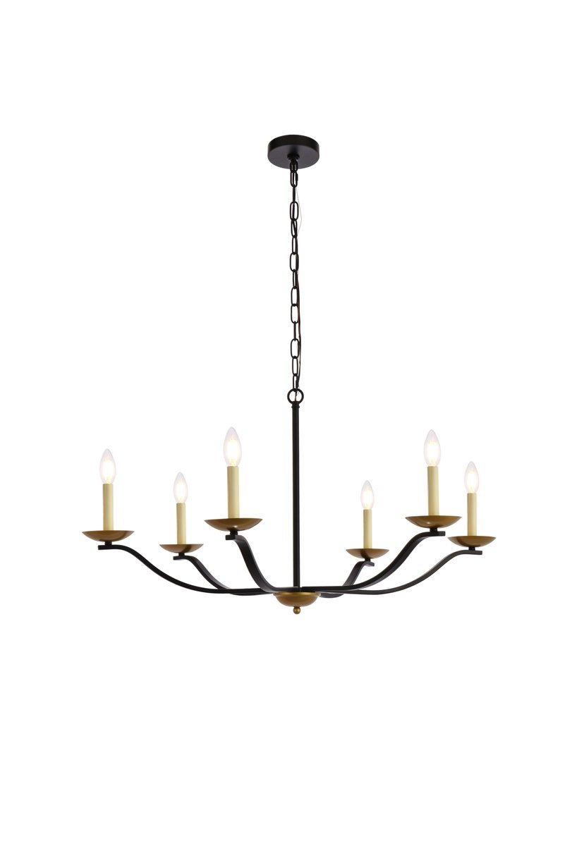 Elegant Lighting TREY LD641D36BRK Pendant Mid Century Modern - Black And Brass