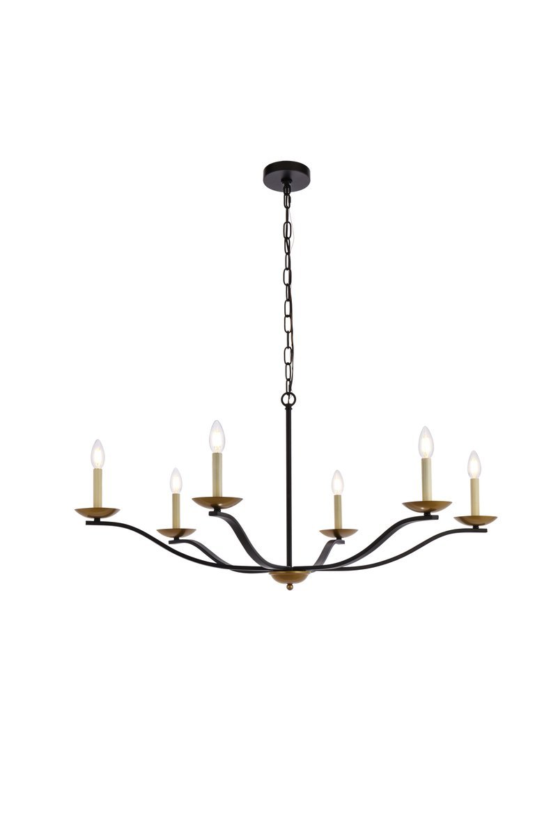 Elegant Lighting TREY LD641D42BRK Pendant Mid Century Modern - Black And Brass