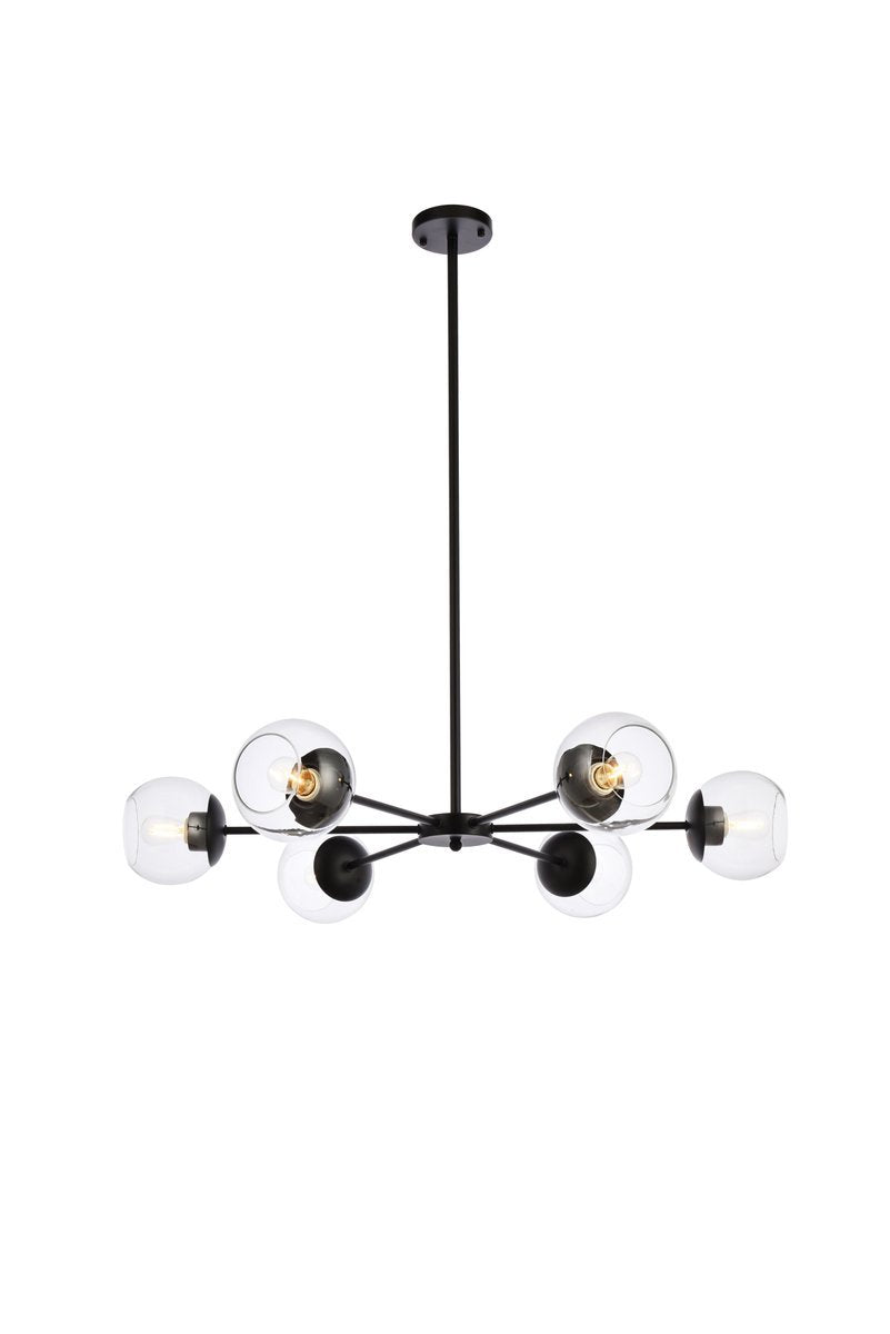 Elegant Lighting BRIGGS LD642D36BK Pendant Mid Century Modern - Black And Clear