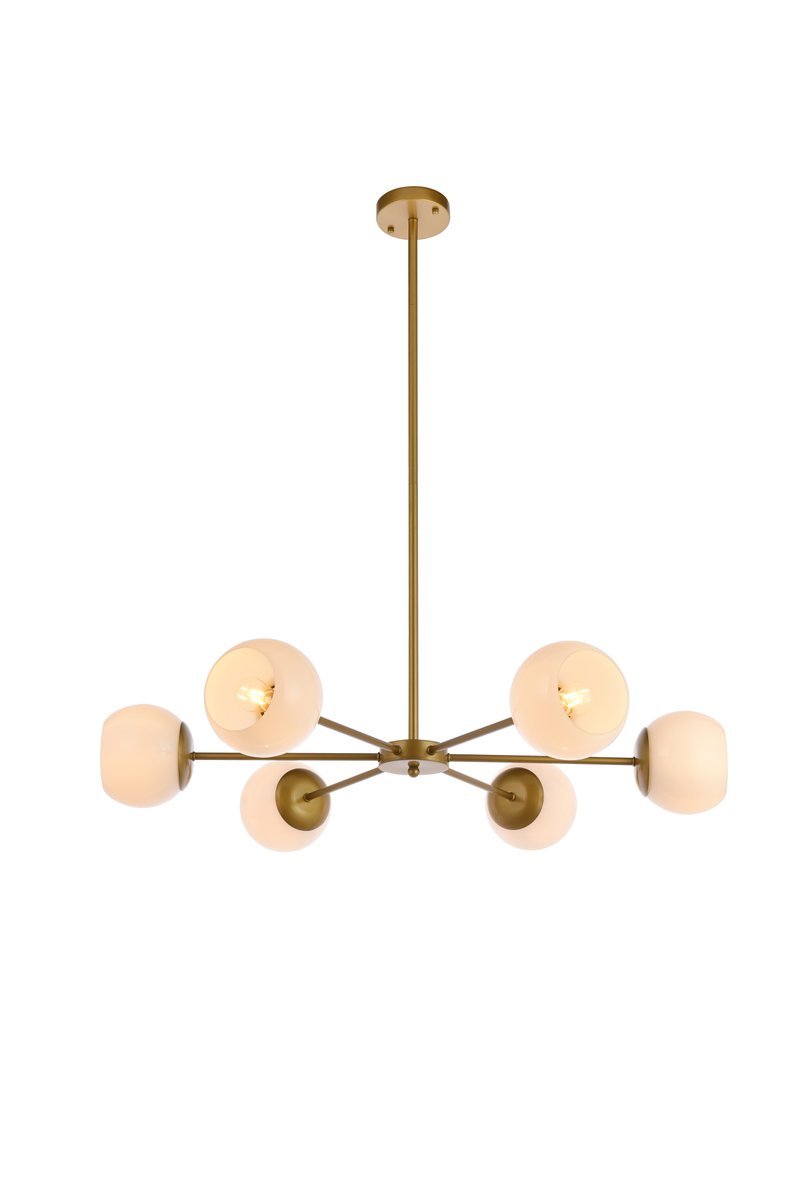 Elegant Lighting BRIGGS LD643D36BR Pendant Mid Century Modern - Brass And White