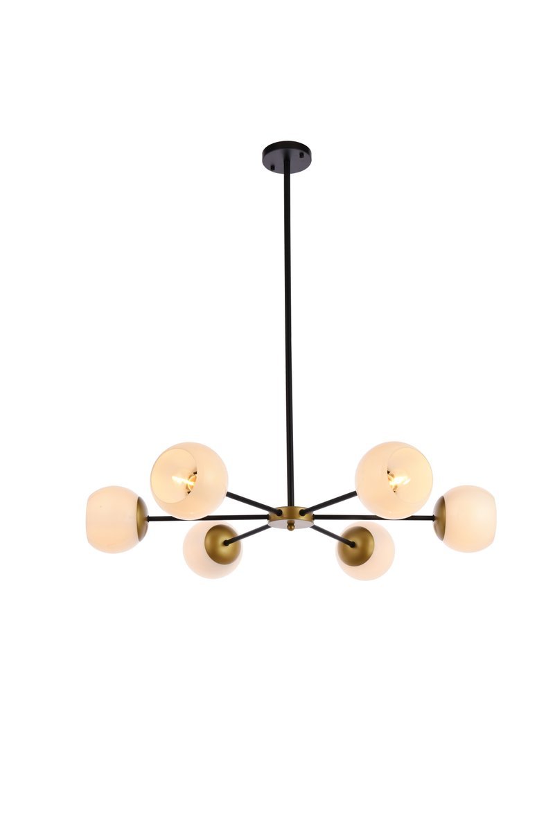 Elegant Lighting BRIGGS LD643D36BRK Pendant Mid Century Modern - Black And Brass And White