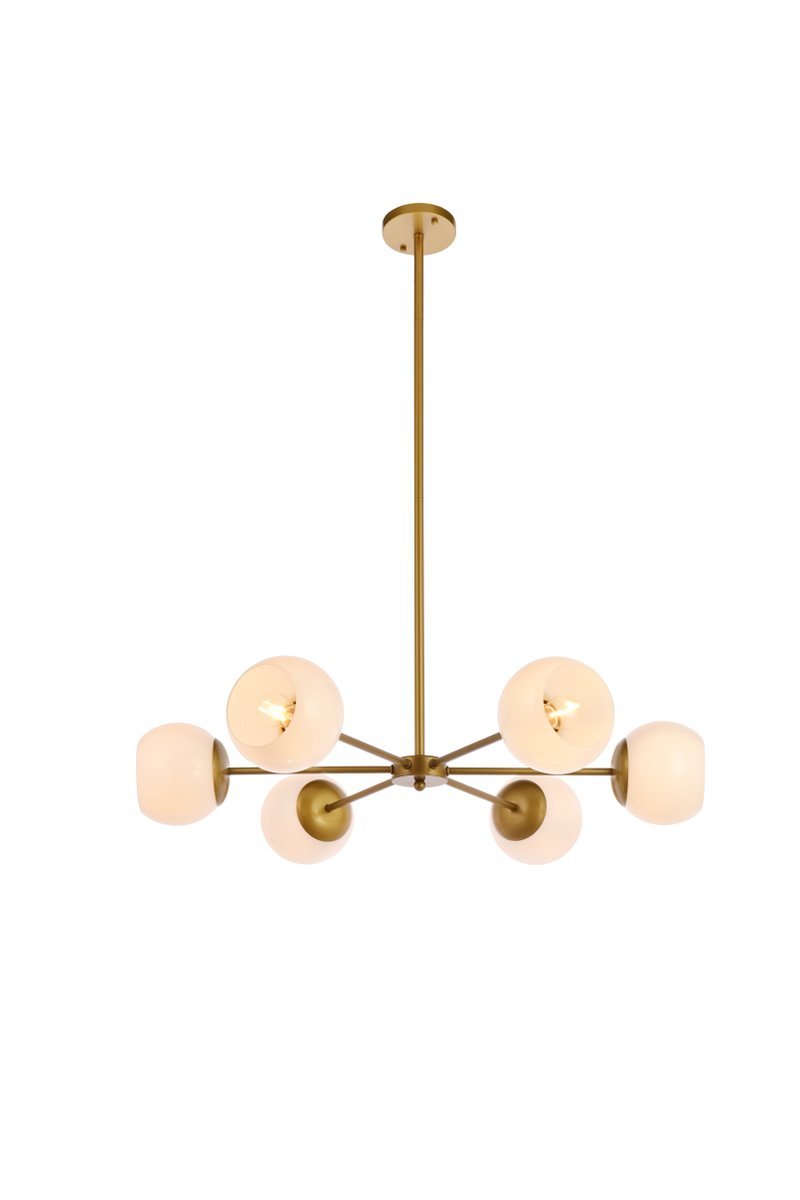 Elegant Lighting BRIGGS LD645D30BR Pendant Mid Century Modern - Brass And White