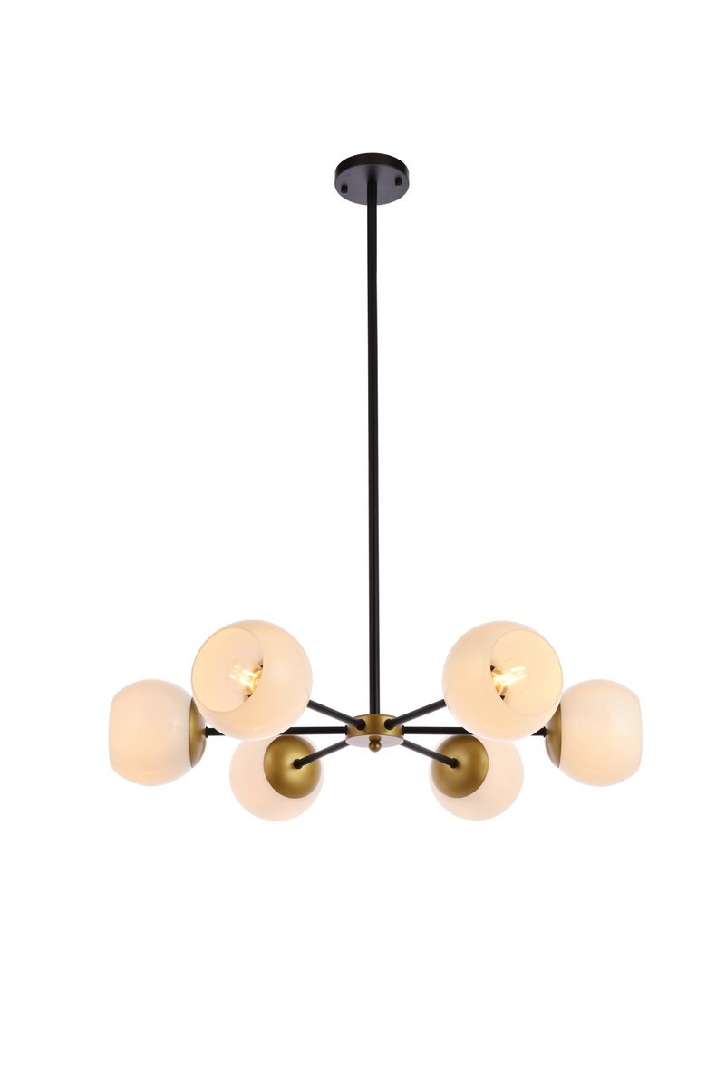 Elegant Lighting BRIGGS LD645D30BRK Pendant Mid Century Modern - Black And Brass And White