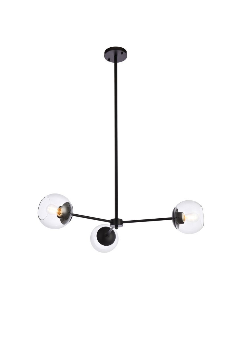 Elegant Lighting BRIGGS LD646D32BK Pendant Mid Century Modern - Black And Clear