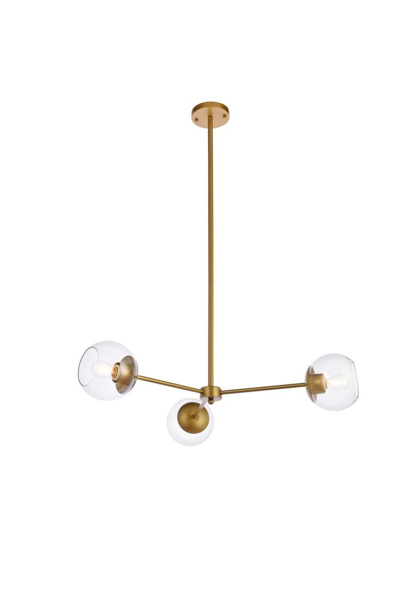 Elegant Lighting BRIGGS LD646D32BR Pendant Mid Century Modern - Brass And Clear