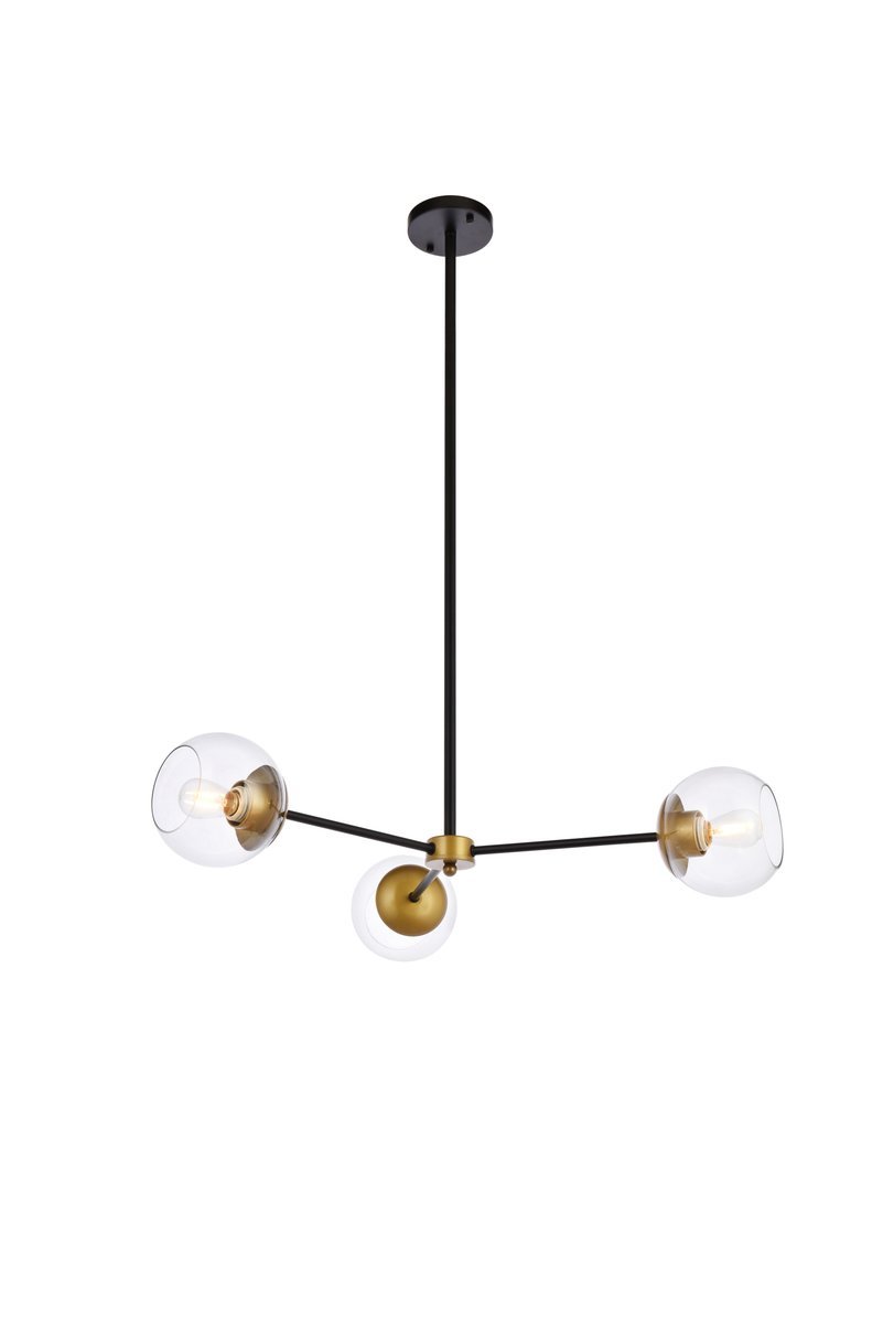 Elegant Lighting BRIGGS LD646D32BRK Pendant Mid Century Modern - Black And Brass And Clear