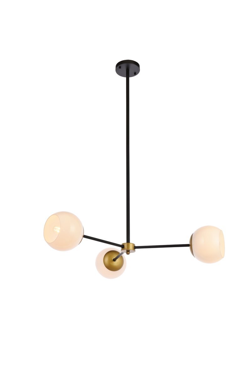 Elegant Lighting BRIGGS LD647D32BRK Pendant Mid Century Modern - Black And Brass And White