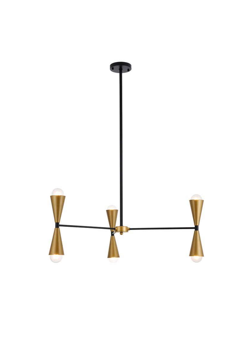 Elegant Lighting CADE LD650D34BRK Pendant Mid Century Modern - Black And Brass