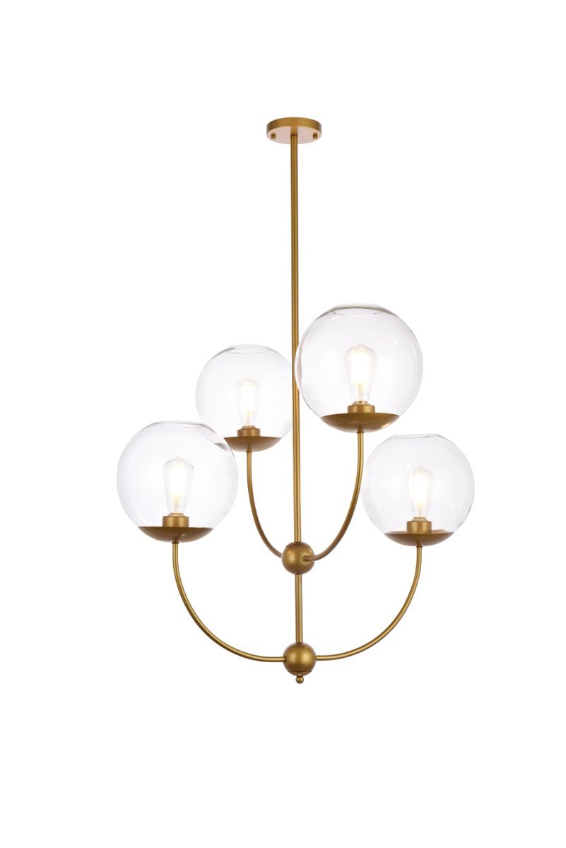 Elegant Lighting LENNON LD652D30BR Pendant Mid Century Modern - Brass And Clear