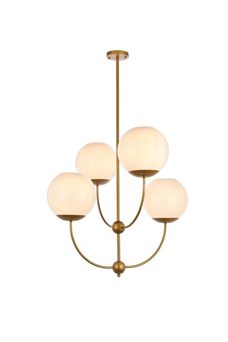 Elegant Lighting LENNON LD653D30BR Pendant Mid Century Modern - Brass And White