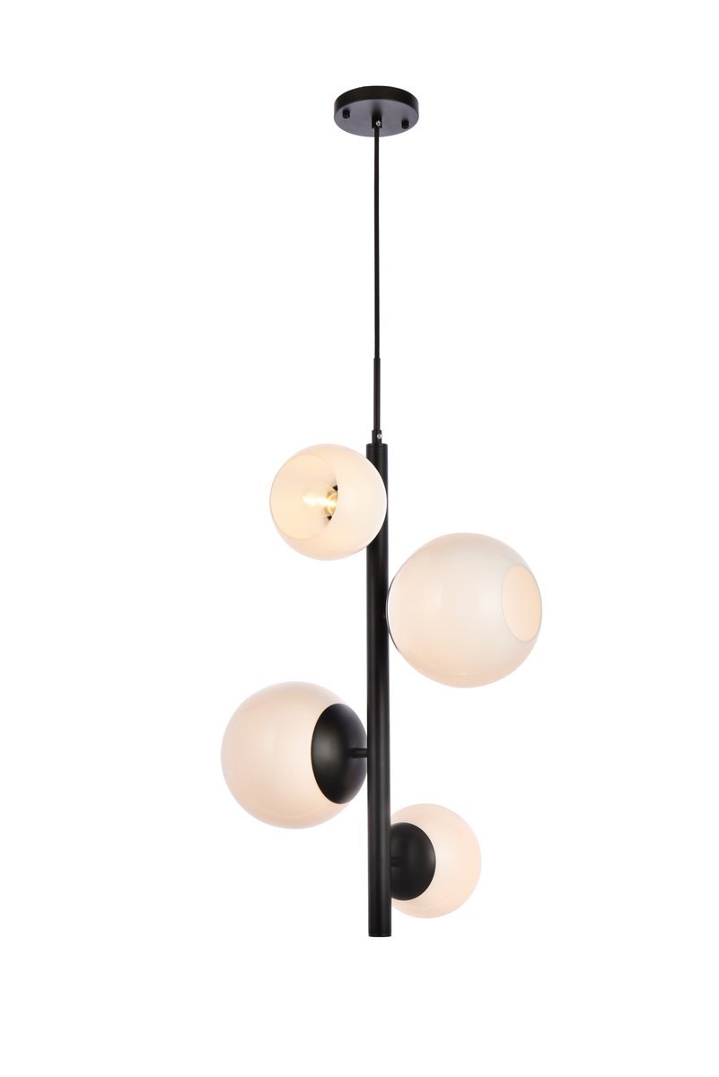 Elegant Lighting WELLS LD655D18BK Pendant Mid Century Modern - Black And White