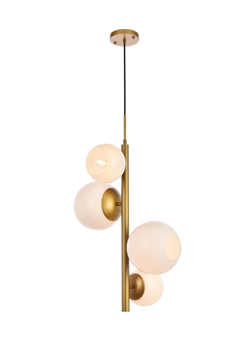 Elegant Lighting WELLS LD655D18BR Pendant Mid Century Modern - Brass And White