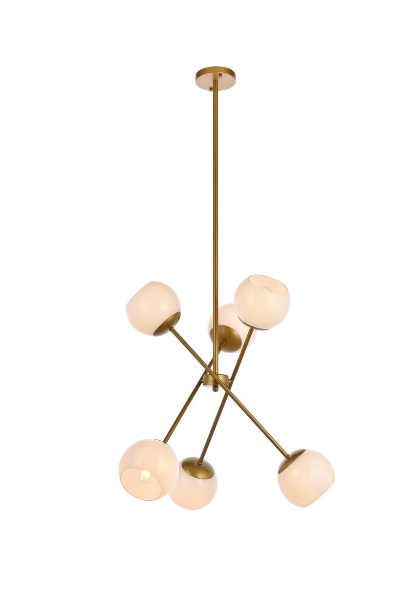 Elegant Lighting AXL LD657D24BR Pendant Mid Century Modern - Brass And White