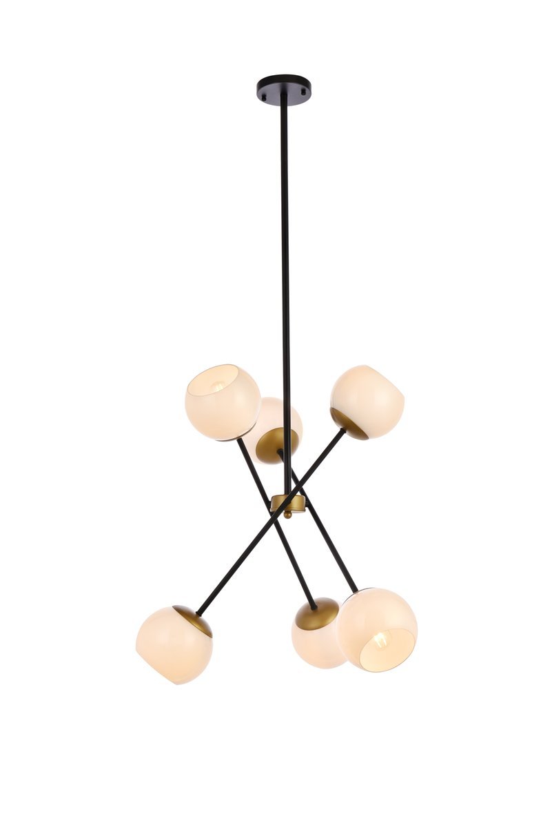 Elegant Lighting AXL LD657D24BRK Pendant Mid Century Modern - Black And Brass And White