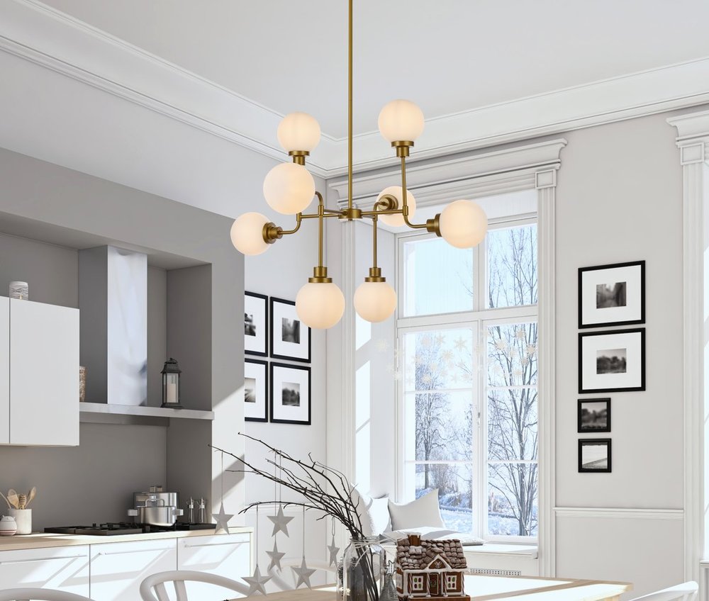 Elegant Lighting HANSON LD7038D36BR Pendant Mid Century Modern - Brass