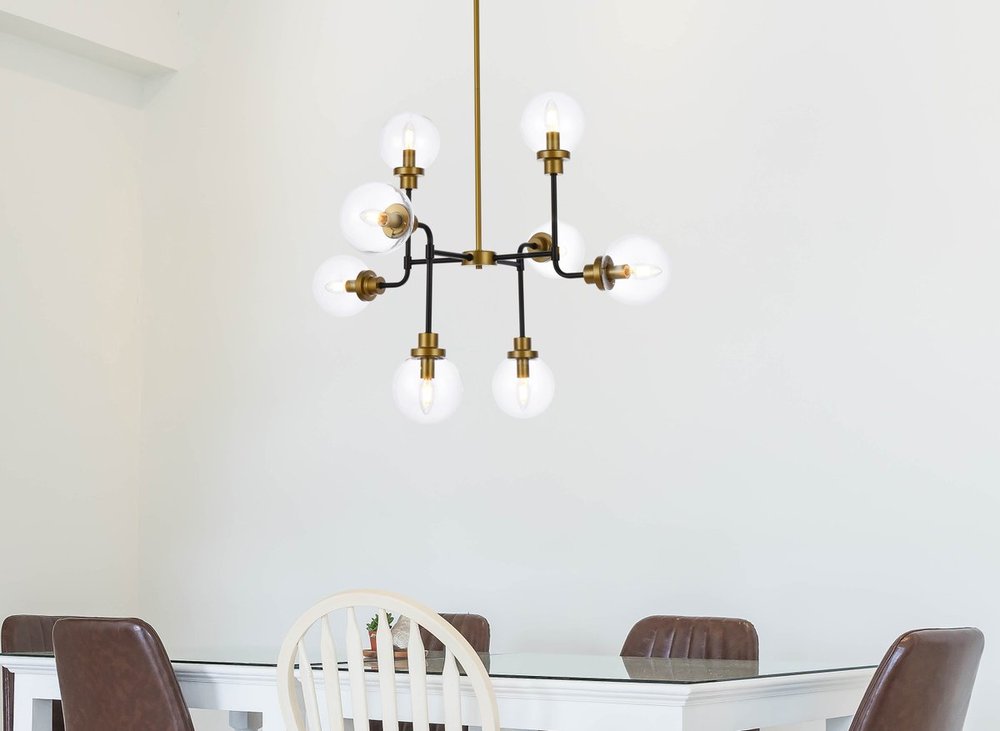 Elegant Lighting HANSON LD7039D36BRB Pendant Mid Century Modern - Black And Brass