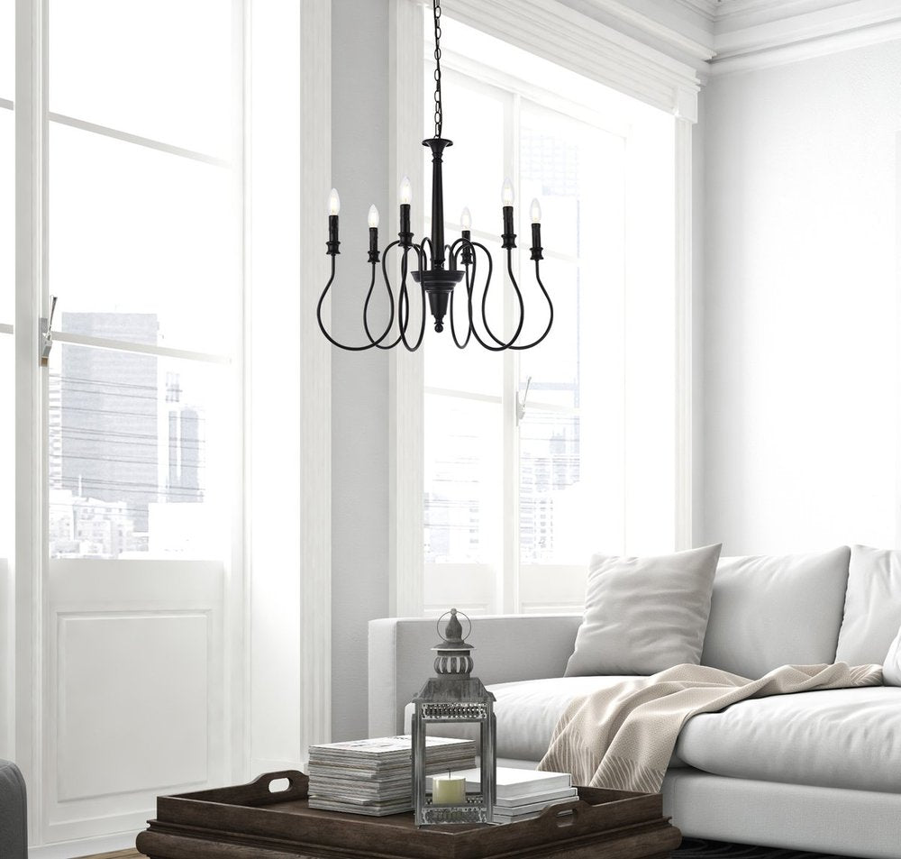 Elegant Lighting FLYNX LD7044D26BK Pendant Mid Century Modern - Black