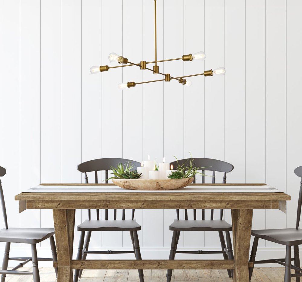 Elegant Lighting XAVIER LD7052D35BR Pendant Mid Century Modern - Brass