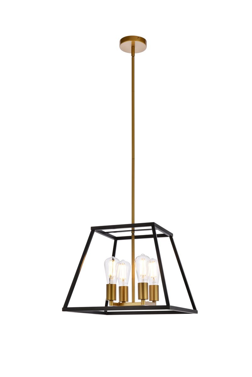 Elegant Lighting DECLAN LD720D16BRK Pendant Farm House - Black And Brass