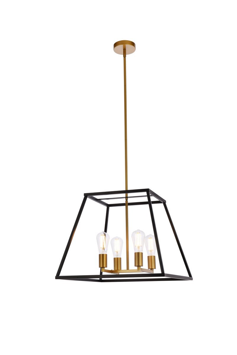 Elegant Lighting DECLAN LD720D20BRK Pendant Farm House - Black And Brass