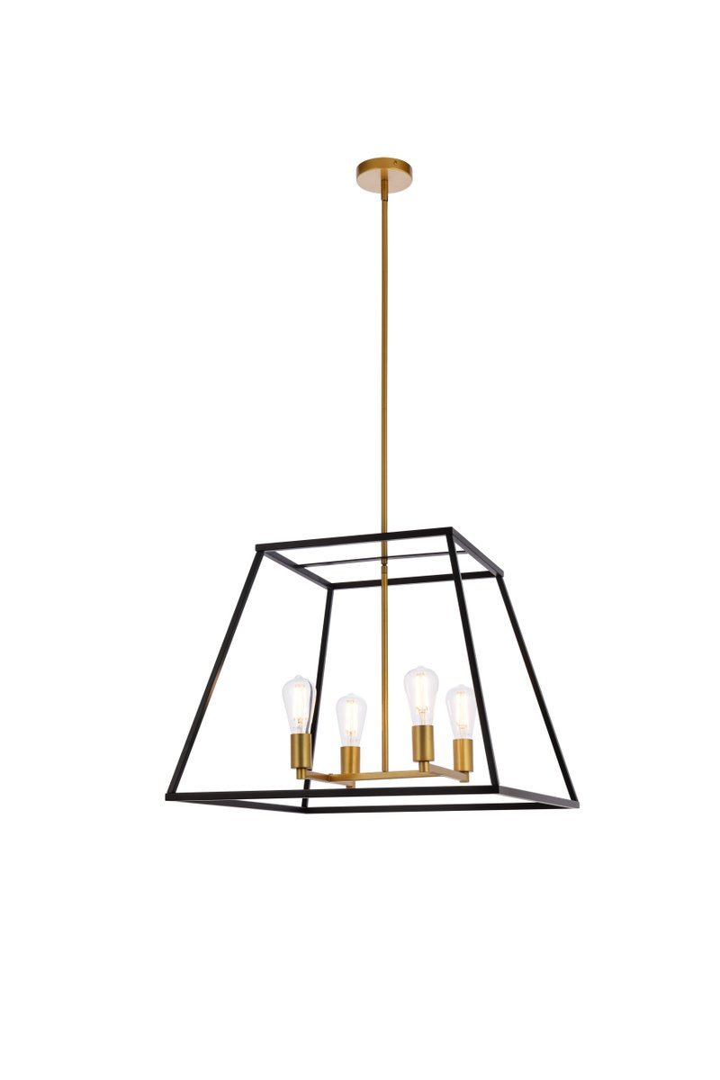 Elegant Lighting DECLAN LD720D24BRK Pendant Farm House - Black And Brass