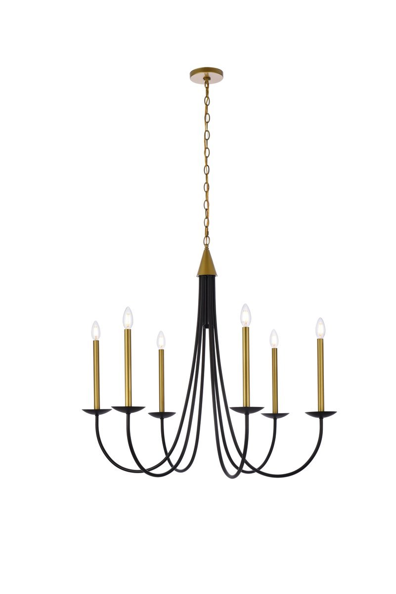 Elegant Lighting COHEN LD810D36BRK Pendant Mid Century Modern - Black And Brass