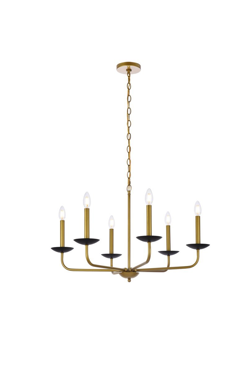 Elegant Lighting COHEN LD812D30BRK Pendant Mid Century Modern - Black And Brass