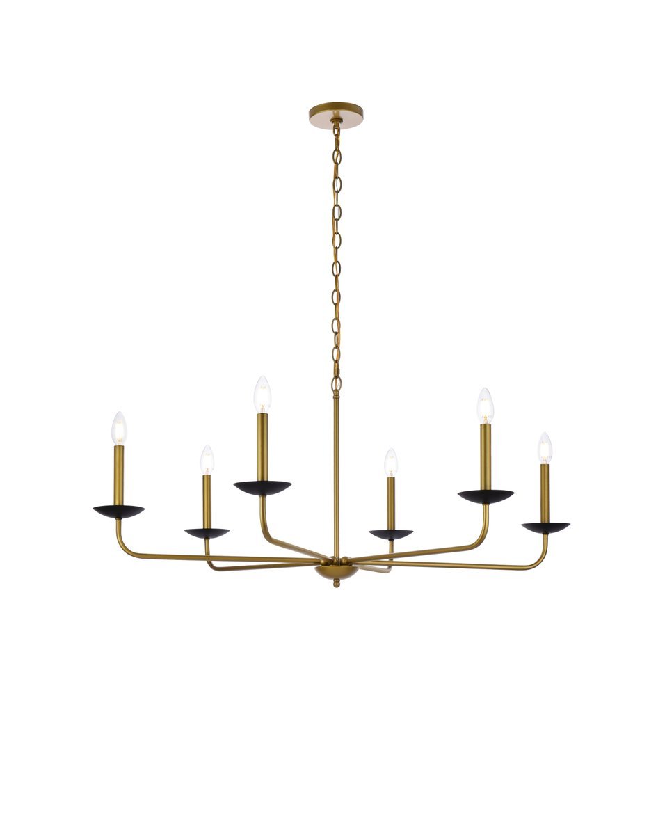 Elegant Lighting COHEN LD812D42BRK Pendant Mid Century Modern - Black And Brass