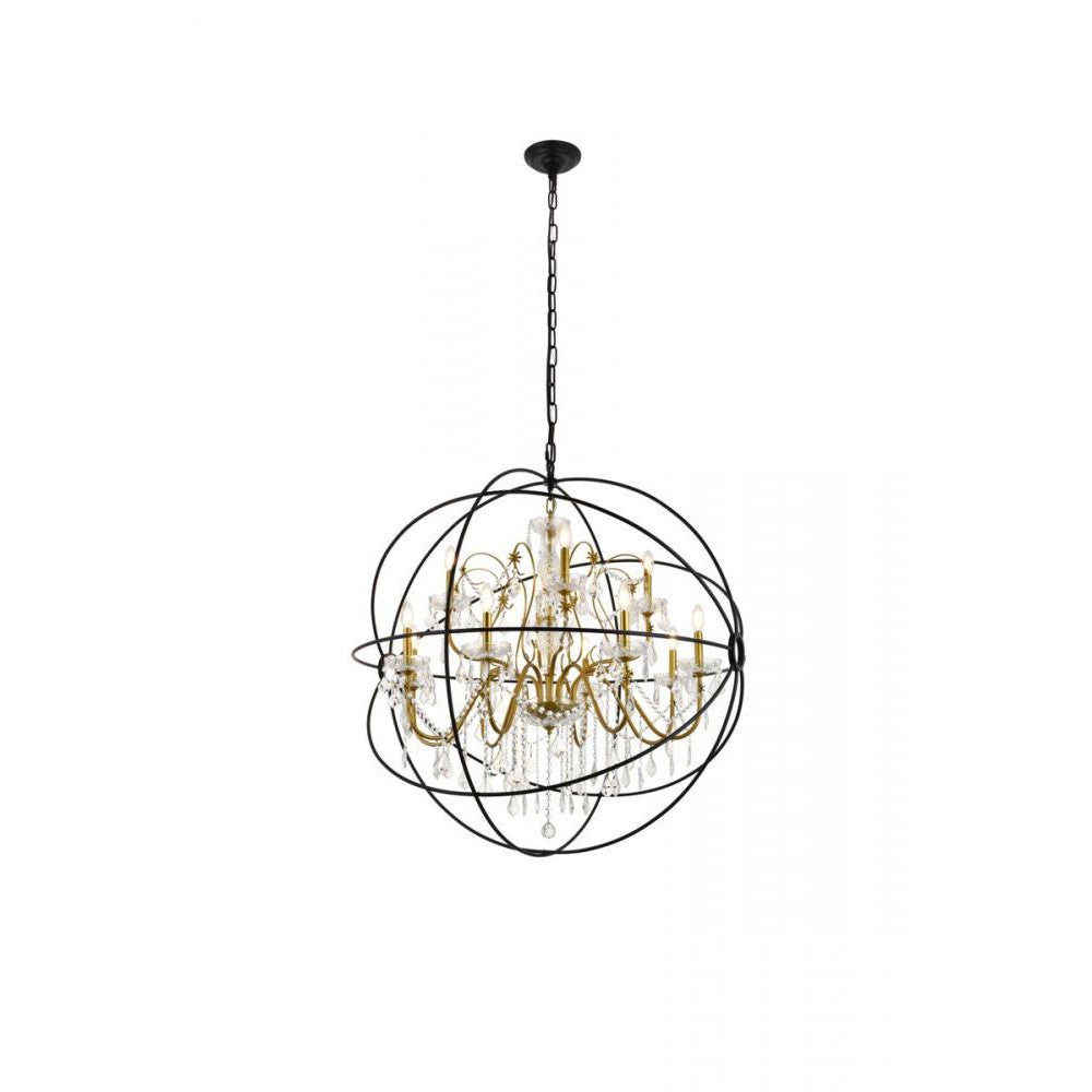 Elegant Lighting CORDELIA LD8801D43GB Pendant Transitional - Black And Gold