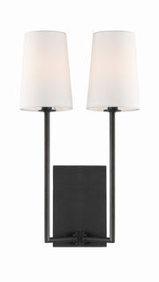 Crystorama Lena LEN-252-BF – 10 Inch – 2 Light – Sconce – Black Forged – Damp Rated