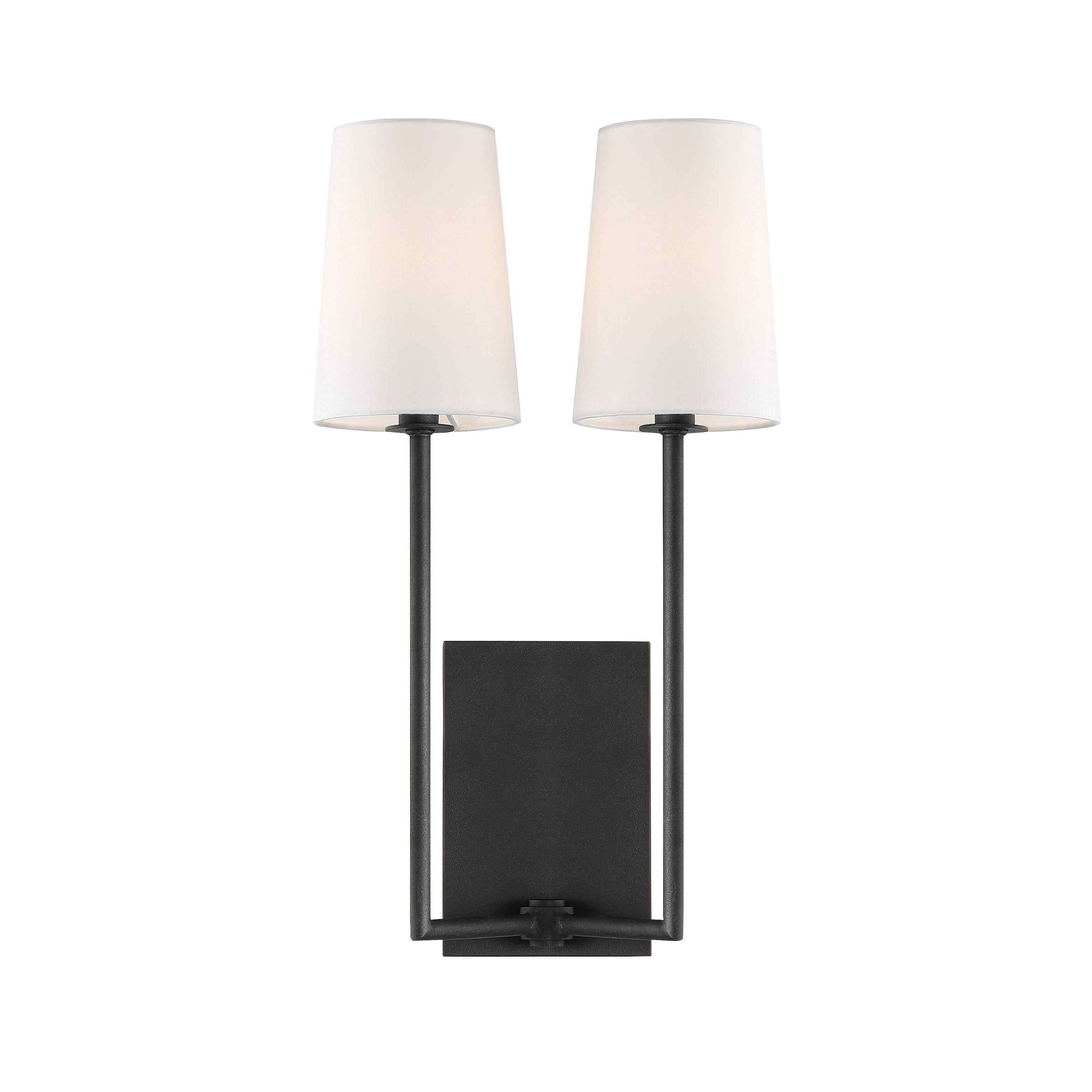 Crystorama Lena LEN-252-BF – 10 Inch – 2 Light – Sconce – Black Forged – Damp Rated
