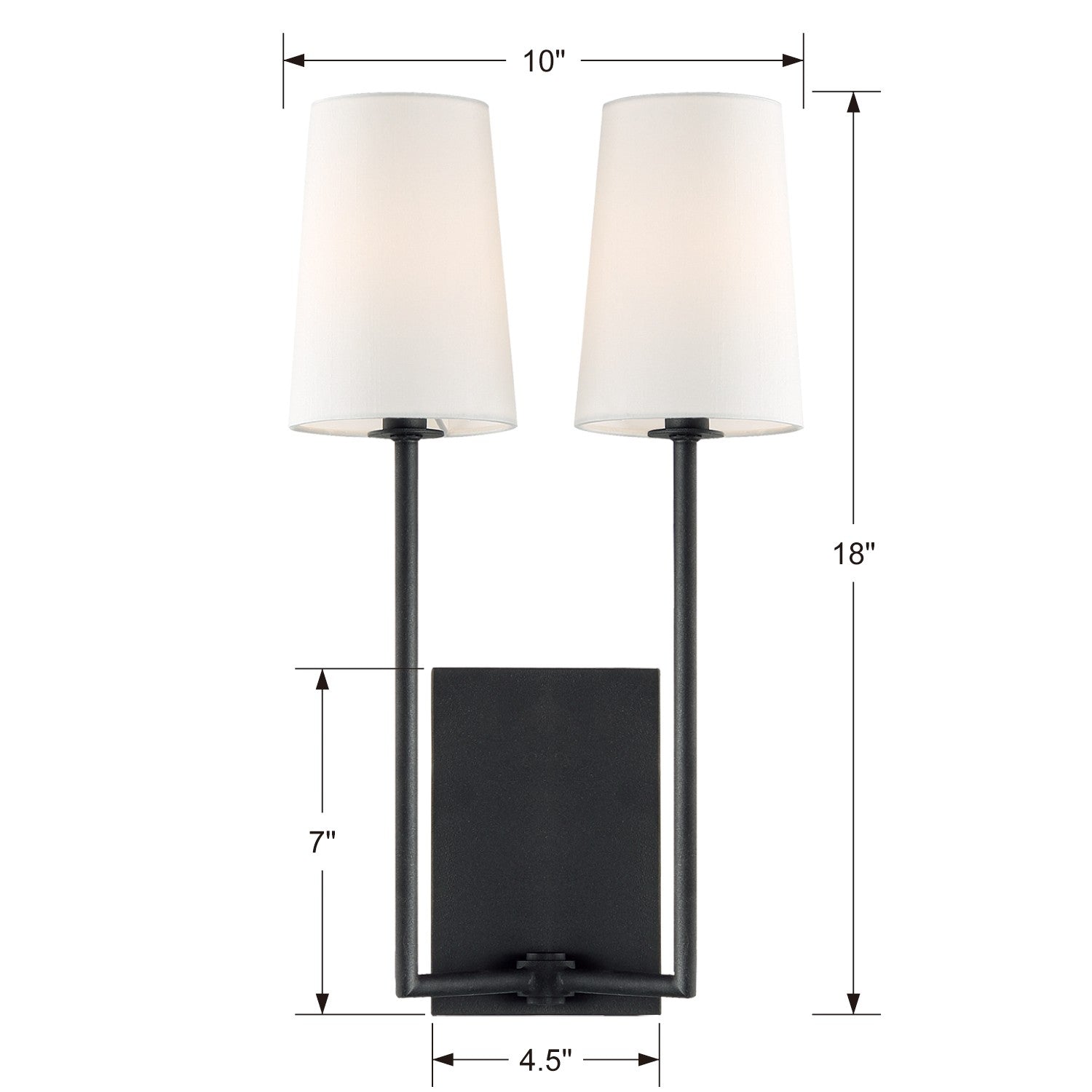Crystorama Lena LEN-252-BF – 10 Inch – 2 Light – Sconce – Black Forged – Damp Rated