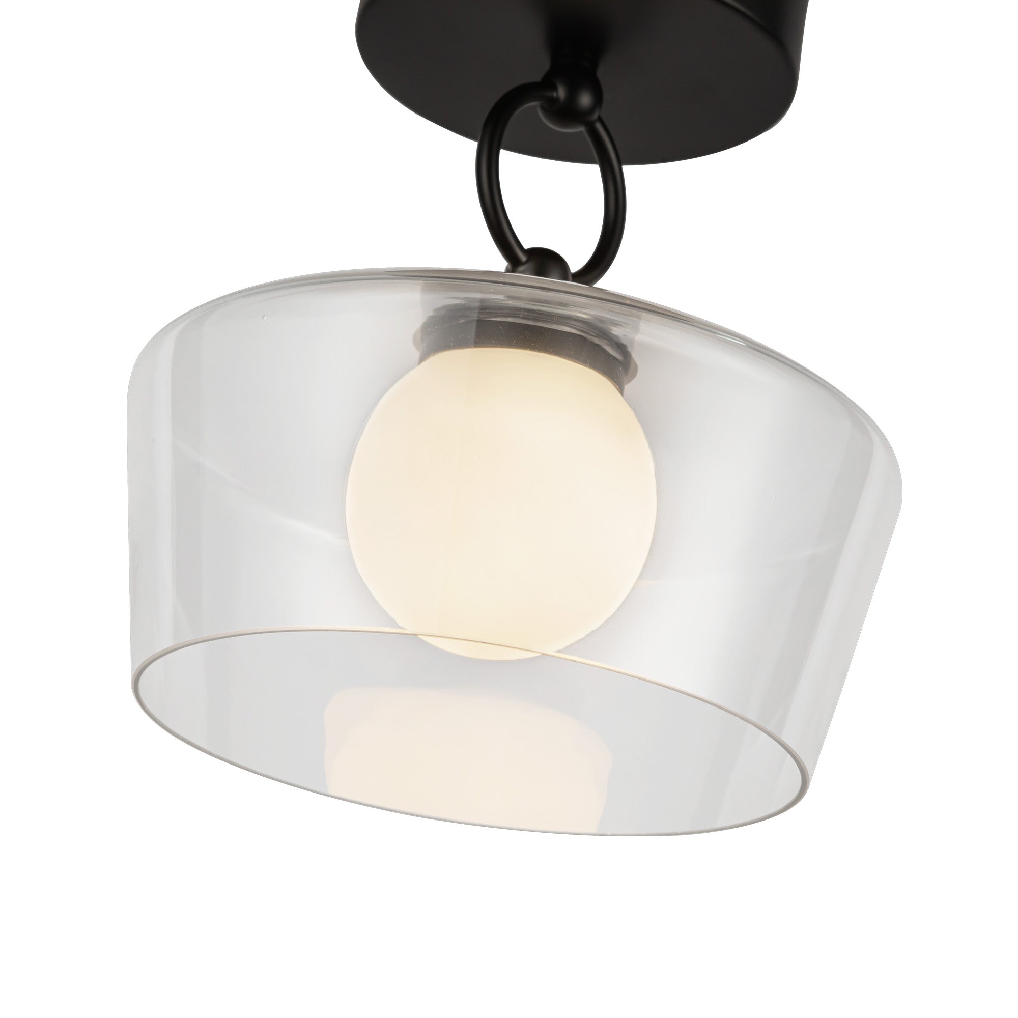 Leota 8-in Matte Black/Clear Glass LED Semi-Flush Mount