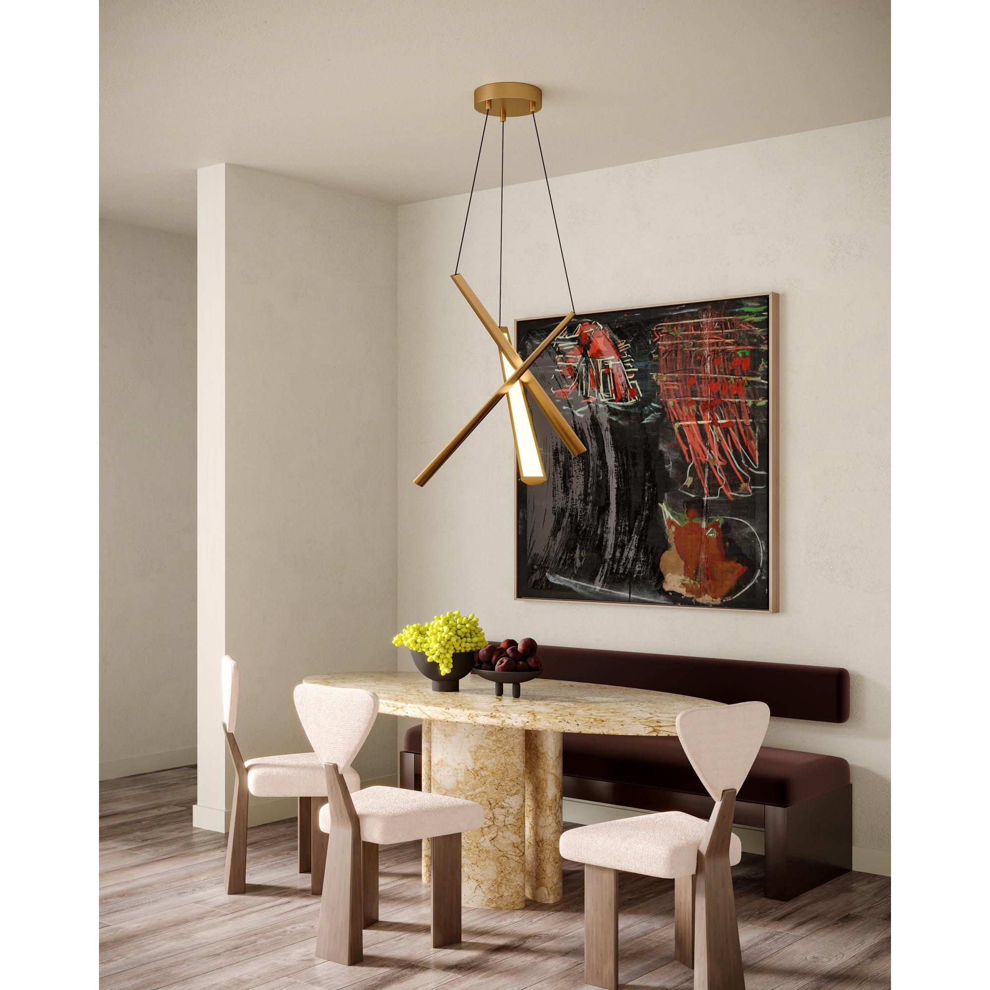 Lex 27-in Vintage Brass LED Chandelier