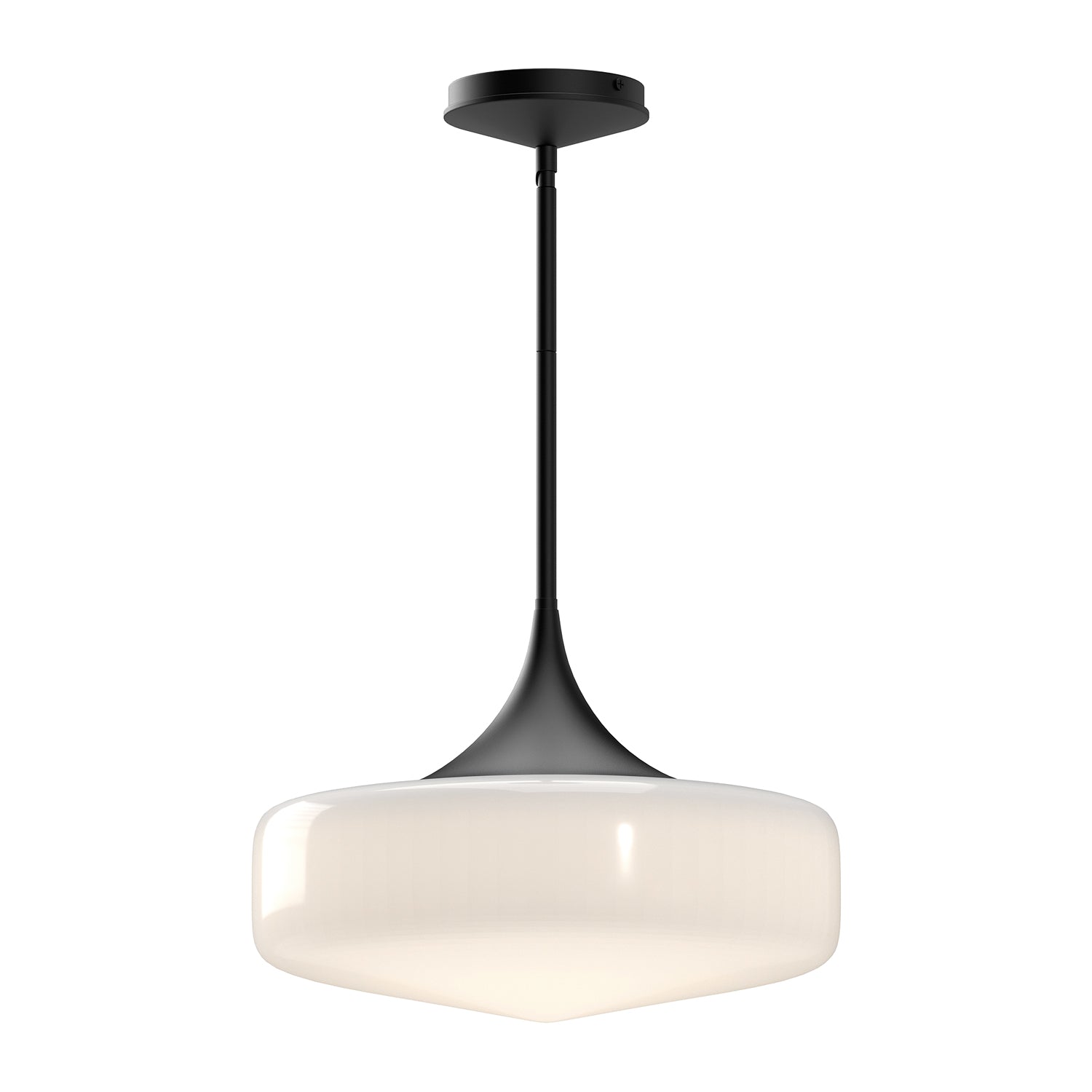 Lincoln 14-in Glossy Opal Glass/Matte Black 1 Light Pendant