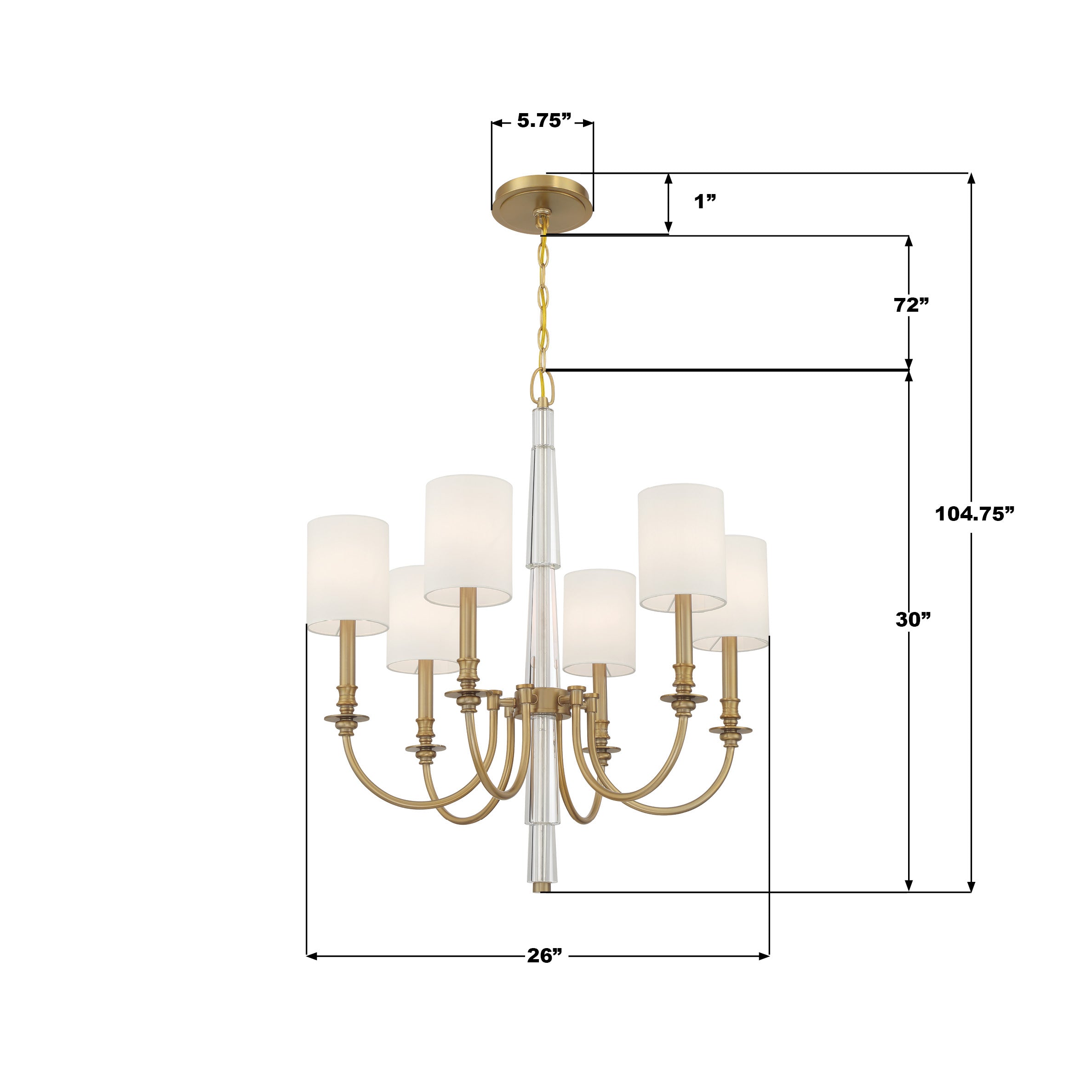Crystorama Lloyd LLO-486-AG – 26 Inch – 6 Light – Chandelier – Aged Brass – Dry Rated