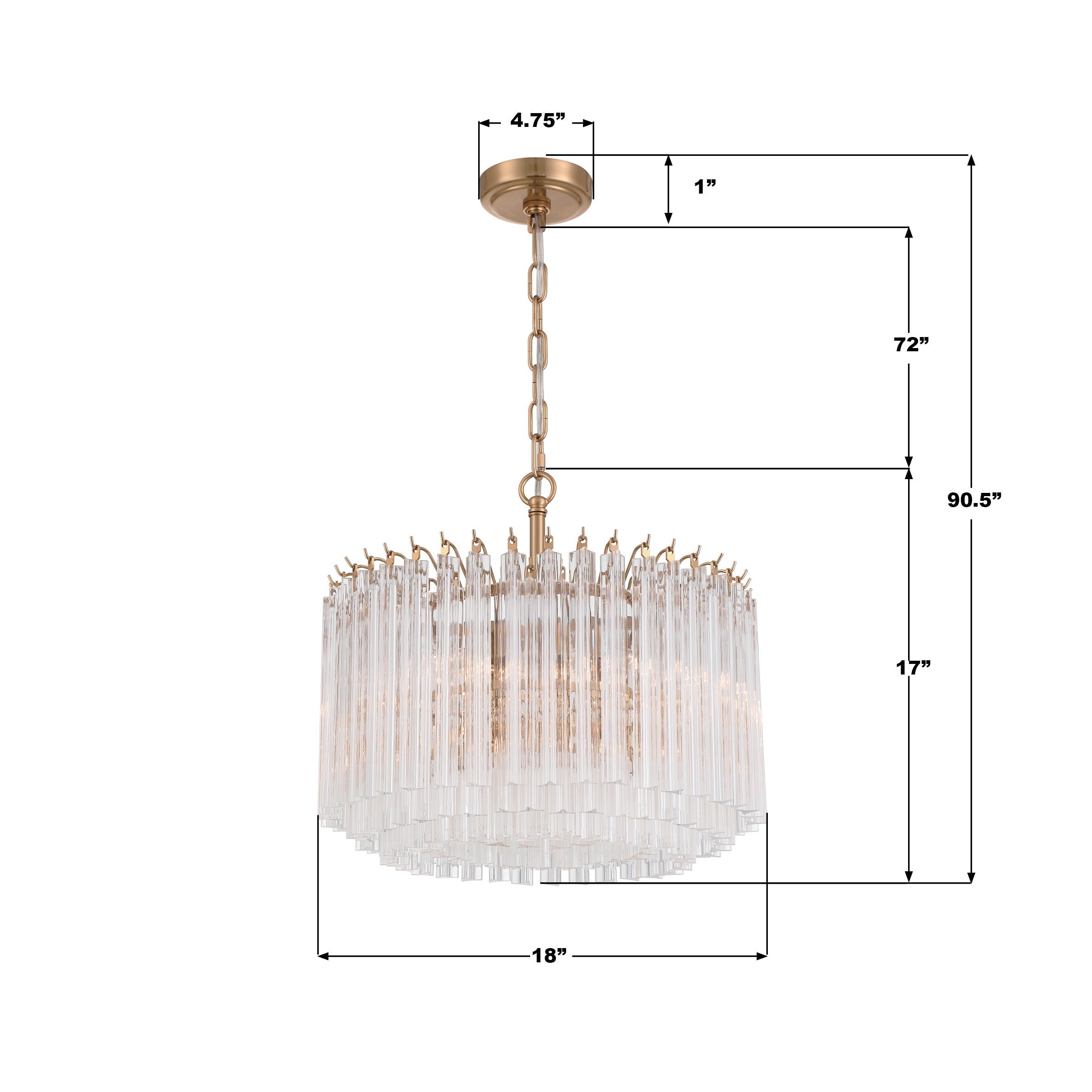 Crystorama Lofton LOF-5005-AG – 18 Inch – 5 Light – Chandelier – Aged Brass – Dry Rated